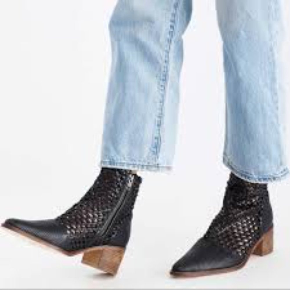 Free People In the Loop woven leather side zip boot